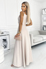 PRZYMIARKA - sukienka 299-6 CHIARA elegancka maxi na ramiączkach - BEŻOWA