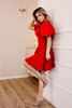 WYPOŻYCZENIE - elegancka rozkloszowana sukienka LUX MINI - z krótkimi bufiastymi rękawami - czerwona