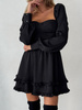YOSEE EX - sukienka z falbankami mini rozkloszowana z długim rękawem - czarna