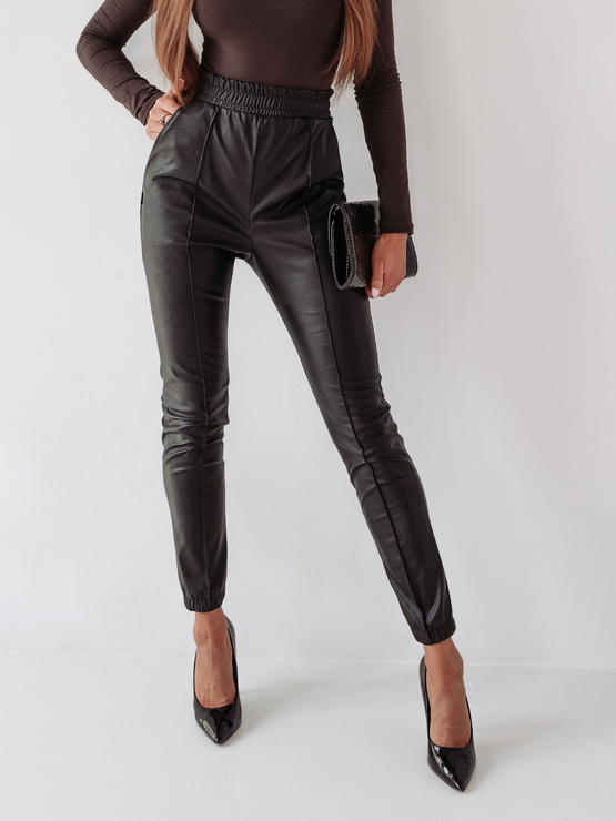LEATHER LINES czarne spodnie skórzane O La Voga