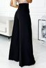 496-1 Eleganckie szerokie spodnie z wysokim stanem i złotymi guzikami - CZARNE