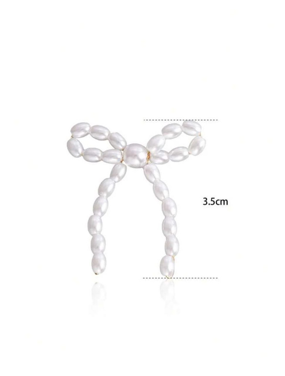 PEARL BOW - kolczyki w stylu vintage ze sztucznymi perłami w kształcie kokardki