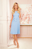 311-8 LILA Plisowana sukienka z krótkim rękawkiem - JASNY BŁĘKIT