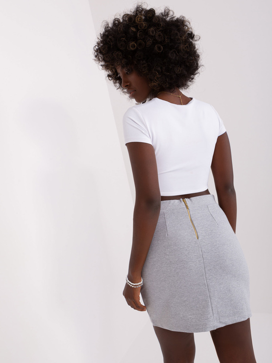 SECRET - spódniczka mini ołówkowa z zamkiem z tyłu - szara