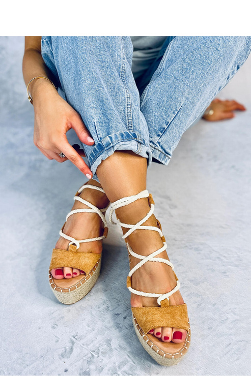 Sandał Espadryle na koturnie MARGE CAMEL - Inello