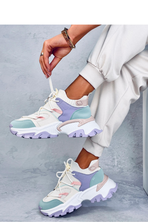 Sneakersy kolorowe na koturnie BEALS PURPLE - Inello