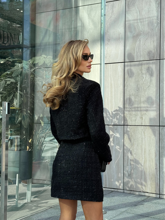 WYPOŻYCZENIE - komplet garniturowy CHASEL marynarka i spódnica - czarny