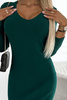 499-2 Sweterkowa wygodna sukienka z dekoltem - ZIELONA