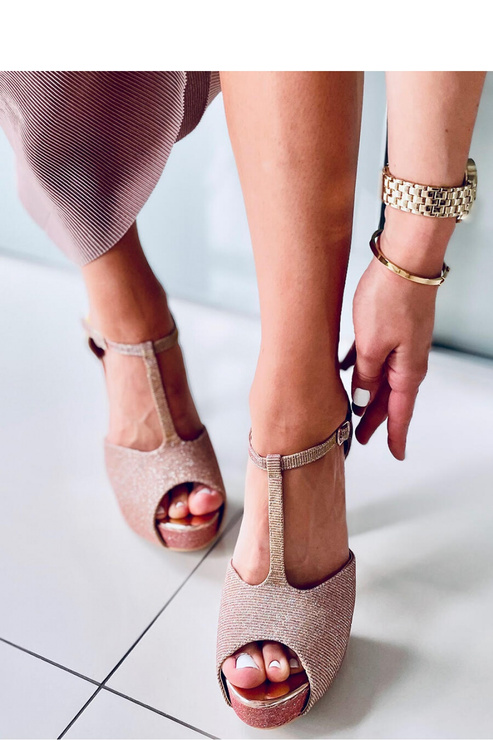 Sandałki na platformie opalizujące HOPE CHAMPAGNE - Inello