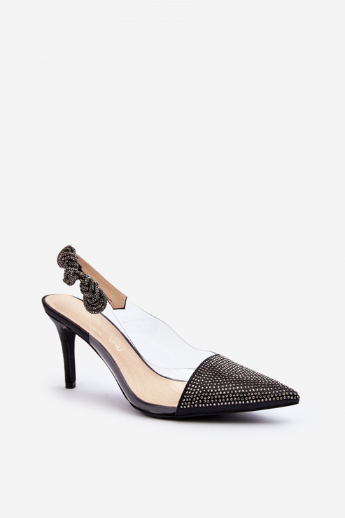 Szpilki ze zdobieniami i przezroczyste czarne DA MR1966-11 Black - Step in style