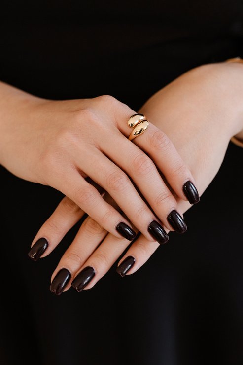 FLOW - pierścionek w stylu Kpop regulowany pozłacany