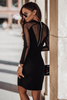 PRZYMIARKA - elegancka sukienka JESSICA z siateczką, dopasowana - czarna