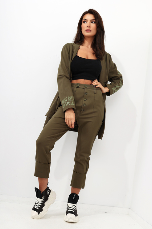 LITTLE CRUSH - Eleganckie spodnie z podwijanymi nogawkami - khaki