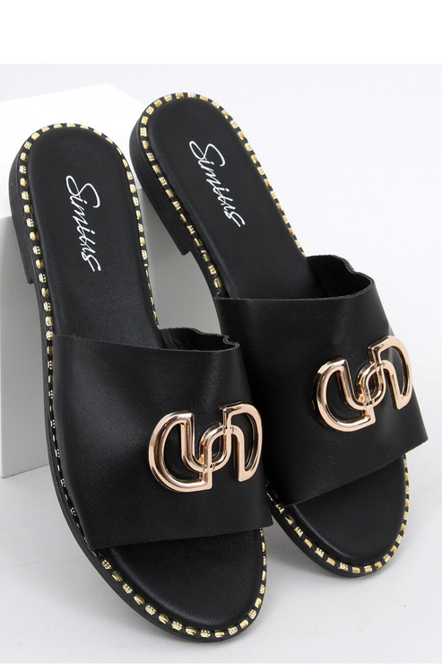 Sandał Klapki damskie LARISA BLACK - Inello - czarne eleganckie