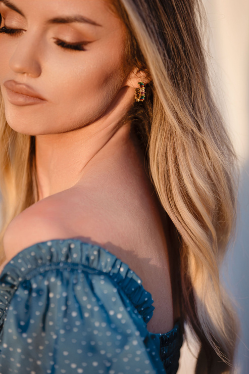 OLIVE - sukienka jedwabna na lato mini rozkloszowana rozpinana z krótkim rękawem - morski szmaragd