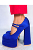 Czółenka na platformie satynowe PRANDI BLUE - Inello - niebieskie na słupku