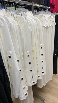 DAZEE white komplet bluzka i spodnie z kieszeniami - śmietanka