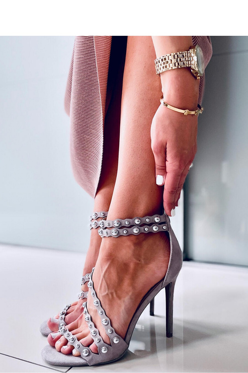 Sandałki na szpilce NOELLE LT.GREY - Inello