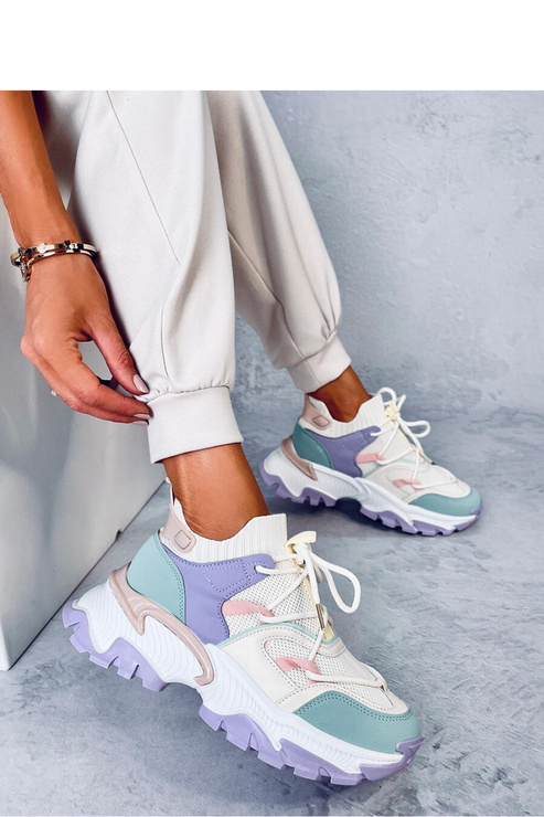 Sneakersy kolorowe na koturnie BEALS PURPLE - Inello