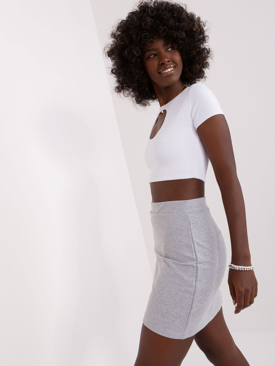 SECRET - spódniczka mini ołówkowa z zamkiem z tyłu - szara