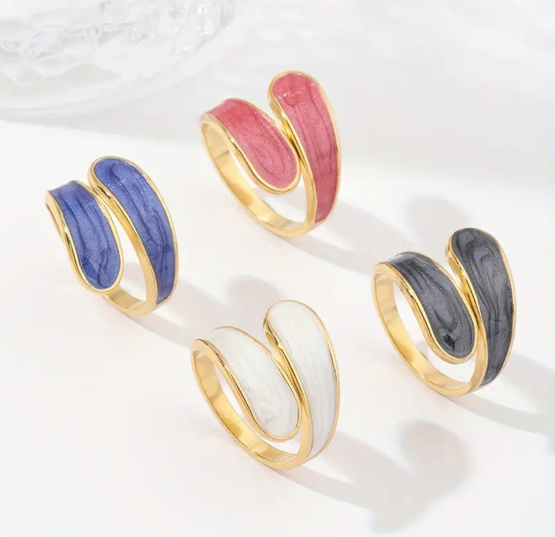 DUAL - złoty pierścień ze stali nierdzewnej o nieregularnym kształcie