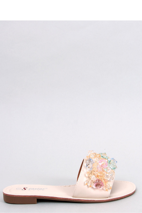 Sandały Klapki z kolorowymi kamieniami ESTRADA BEIGE - Inello - beż