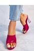 Sandały Klapki na szpilce, słupku transparentne przezroczyste na obcasie SEYMOUR FUKSJA - Inello - różowa fuksja