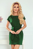 370-4 Sukienka z krótkim rękawekiem i szerokim wiązanym paskiem - ZIELEŃ BUTELKOWA