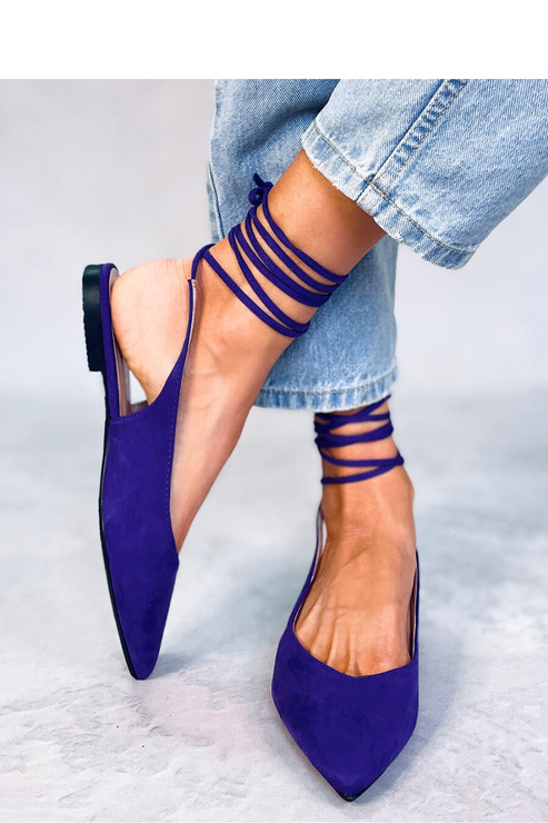 Baleriny bez pięty wiązane DENTONI PURPLE - Inello - fioletowe zamszowe