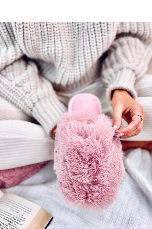 Kapcie damskie futrzaki CALVERT RÓŻOWE - Inello