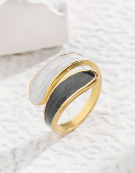 DUAL - złoty pierścień ze stali nierdzewnej o nieregularnym kształcie
