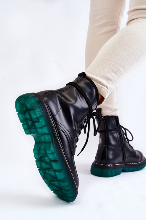 Botki Glany Model Trinah 22BT35-5079 Black_Green - Step in style