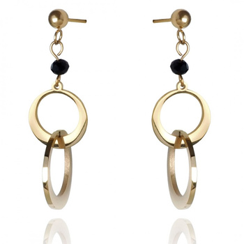 Kolczyki wiszące ze stali szlachetnej pozłacanej wkrętki KST3107