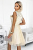 454-3 GRETA sukienka z koronką i złotym paskiem - BEŻOWA