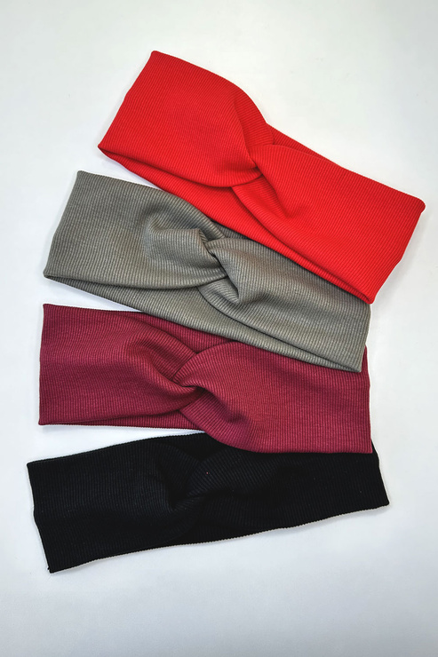 Prążkowana bordowa opaska na głowę Ruth