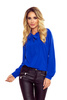 140-11 Bluzka z wiązaniem z przodu - NIEBIESKA