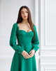 PRZYMIARKA - sukienka SALLY EX rozkloszowana midi z bufiastymi rękawami z kwadratowym dekoltem - zielona
