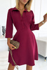 286-5 SANDY Koszulowa rozkloszowana sukienka - BORDOWA