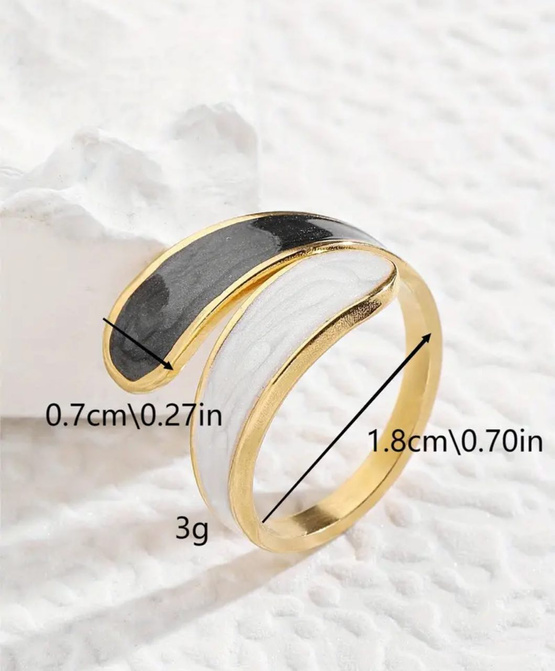 DUAL - złoty pierścień ze stali nierdzewnej o nieregularnym kształcie