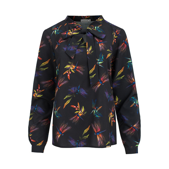 140-10 Bluzka z wiązaniem z przodu - granatowa + KOLOROWE WAŻKI