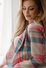 DOTTY lekka marynarka na wiosnę/lato w kratkę - różowo niebieska