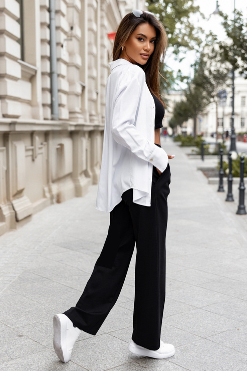 JINNY spodnie z prostymi nogawkami w kant - czarne