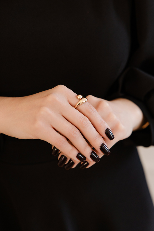 FLOW - pierścionek w stylu Kpop regulowany pozłacany