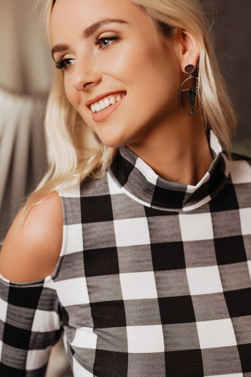 GRILLE czarno-biała sukienka w szachownicę