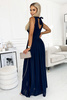 WYPOŻYCZENIE - suknia JUSTINE Długa suknia z dekoltem i wiązaniem - GRANATOWA