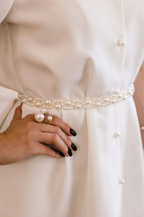 PEARL BELT - elegancki pasek wykonany z perełek