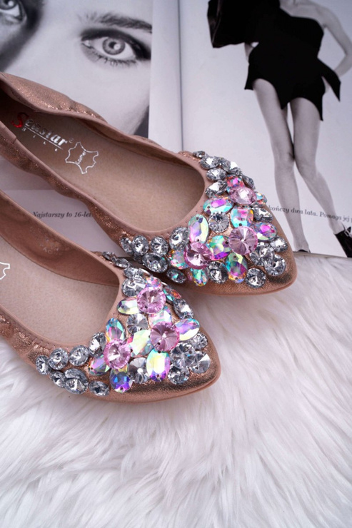 Baleriny Model Crystal C87 Pink/Gold - Step in style