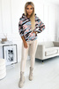 390-4 Bluza kangurka z kapturem - beżowo-czarno-niebieskie fale