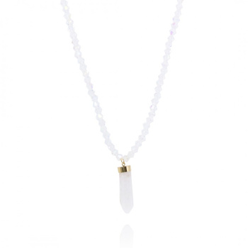 Naszyjnik Kryształ Górski stal szlachetna pozłacana 14k złotem NST1581B